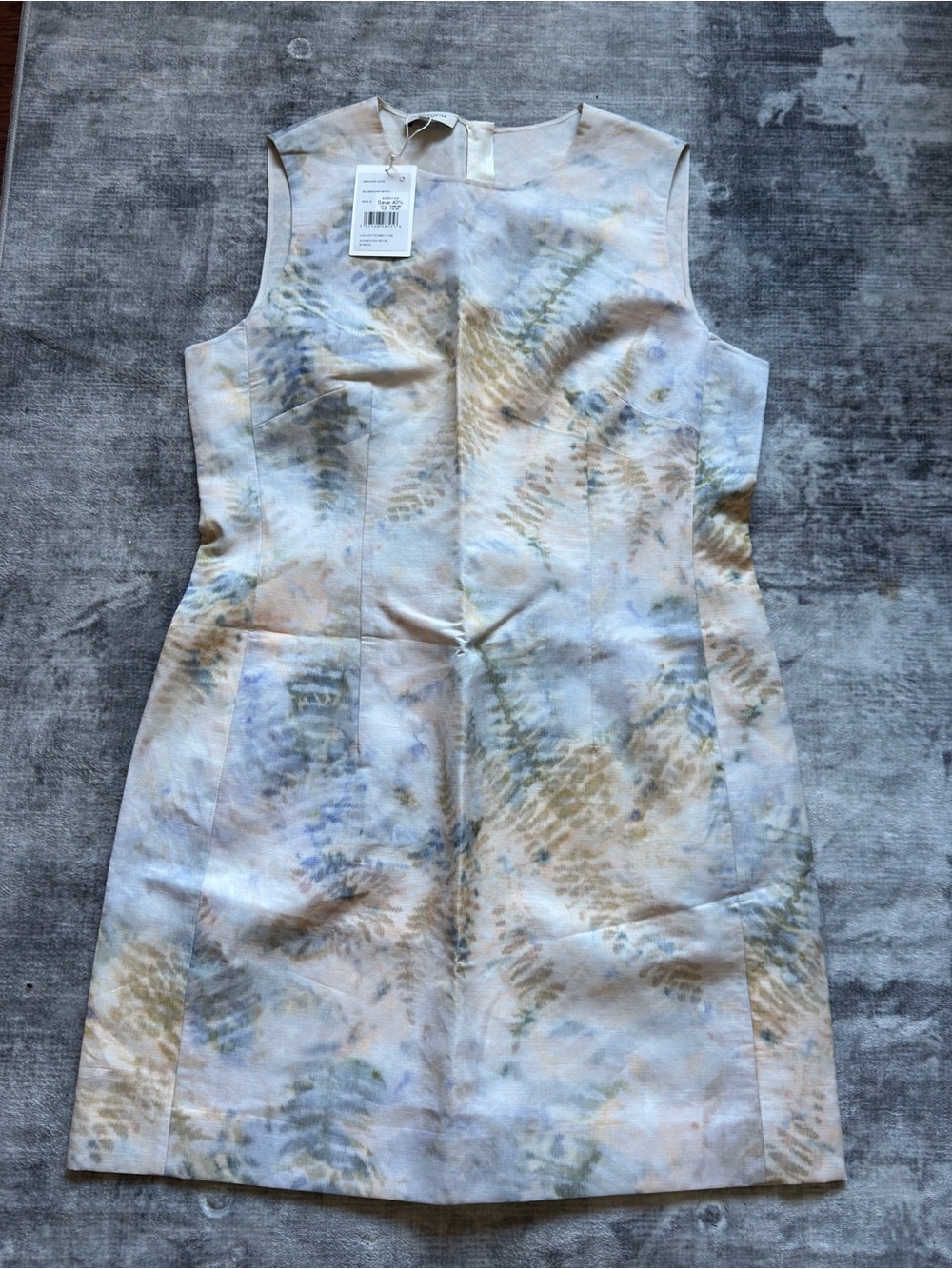 Lafayette 148 New York Bluestone Multi Eco Fern Print Linen Blend Sheath Dress